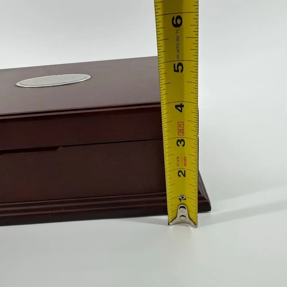 Wooden Jewelry Keepsake Box Lift-Out Tray Silver Plaque Mother Gift